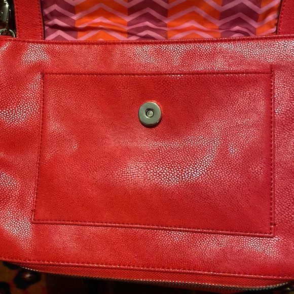 Stella & Dot Tia Poppy Red Crossbody Bag Pebbled,Gold-tone Hardware - Picture 7 of 10